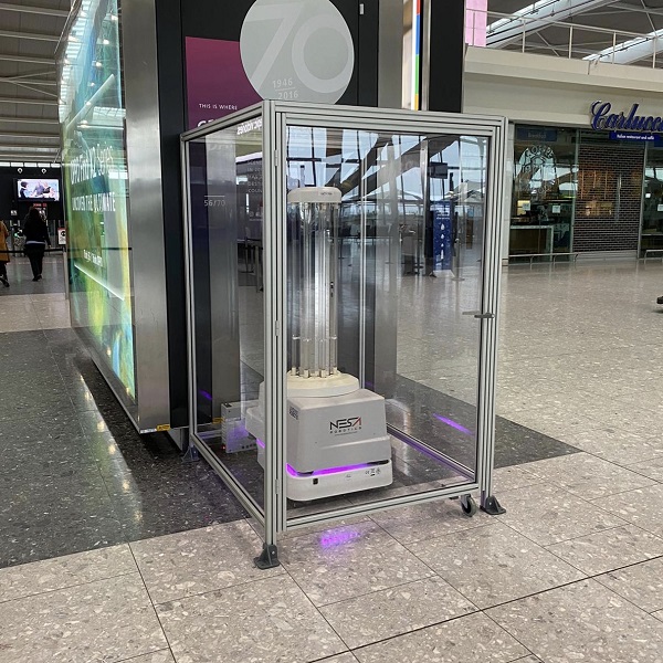 UVD Robot in the display case at Heathrow Airport